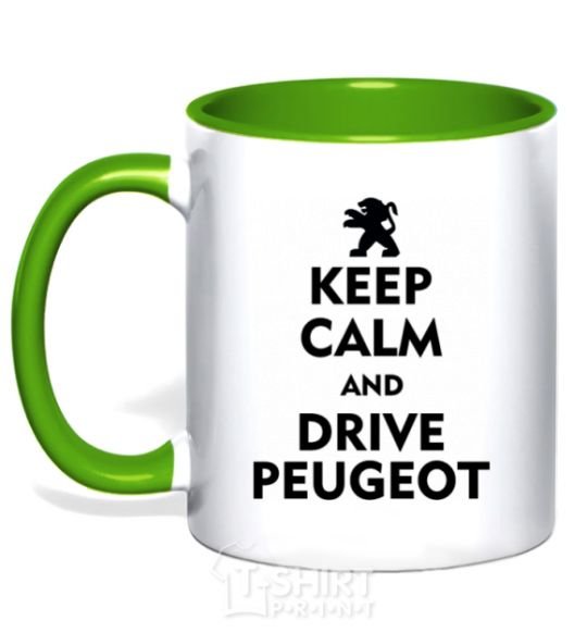 Mug with a colored handle Drive Peugeot kelly-green фото