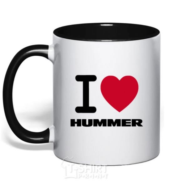 Mug with a colored handle I Love Hummer black фото