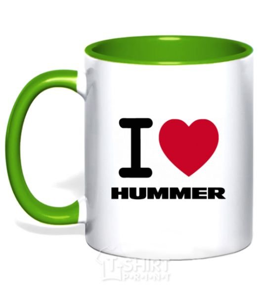 Mug with a colored handle I Love Hummer kelly-green фото