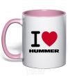 Mug with a colored handle I Love Hummer light-pink фото