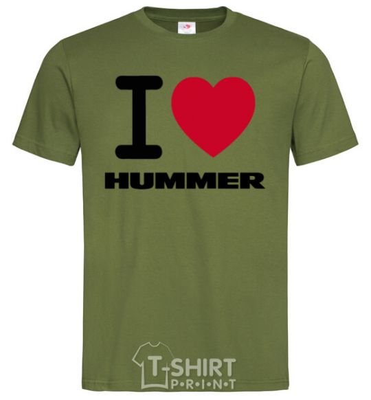 Мужская футболка I Love Hummer Оливковый фото