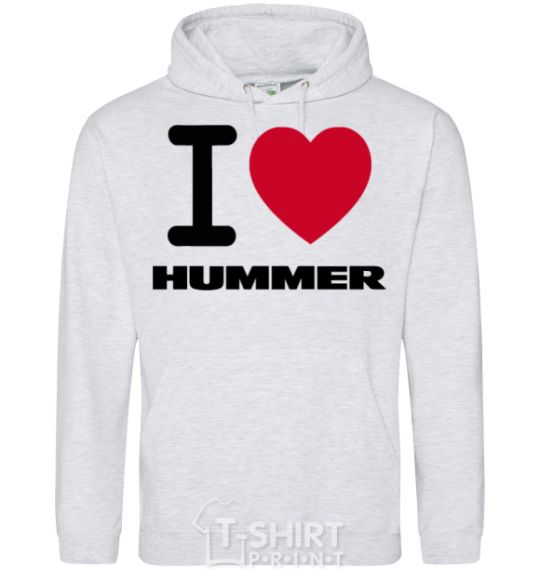 Мужская толстовка (худи) I Love Hummer Серый меланж фото