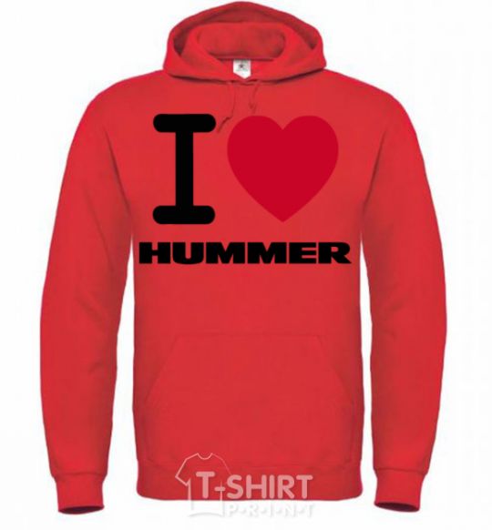 Мужская толстовка (худи) I Love Hummer Ярко-красный фото