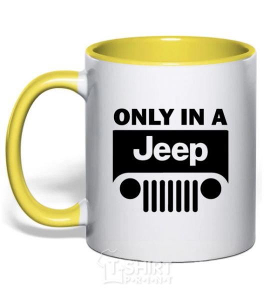 Mug with a colored handle Only in a Jeep yellow фото