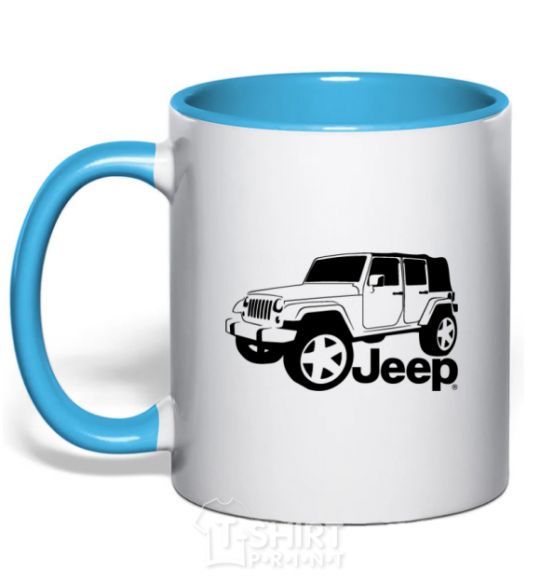 Mug with a colored handle JEEP sky-blue фото