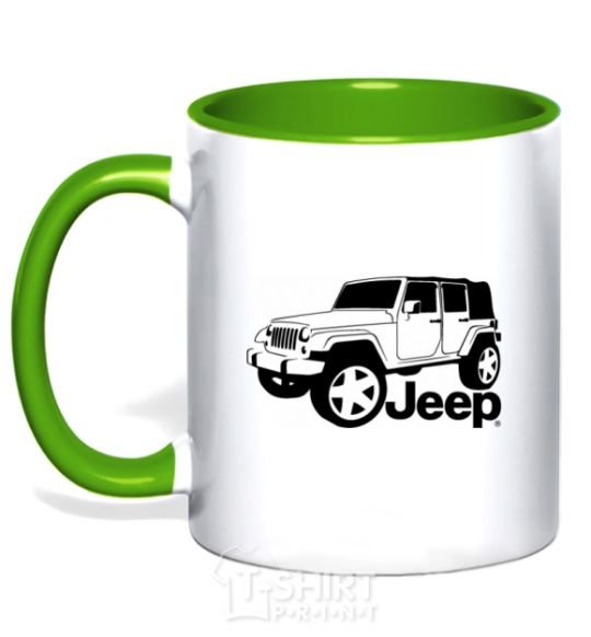 Mug with a colored handle JEEP kelly-green фото