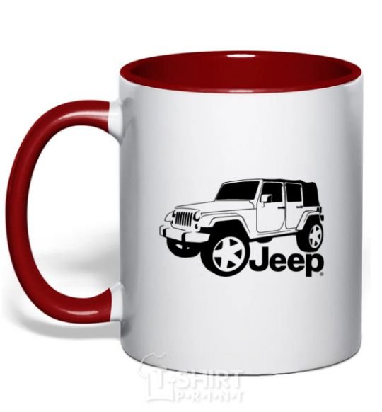 Mug with a colored handle JEEP red фото