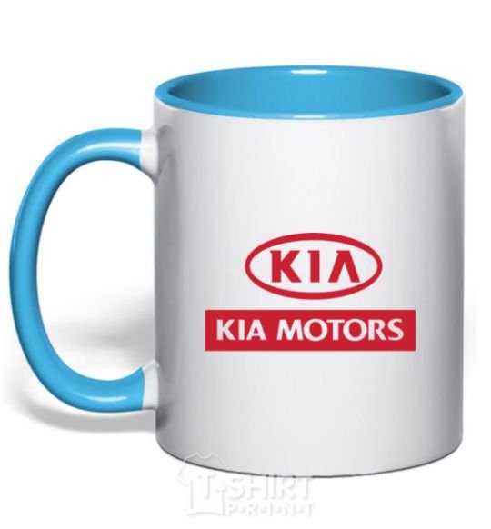 Mug with a colored handle Kia Motors sky-blue фото