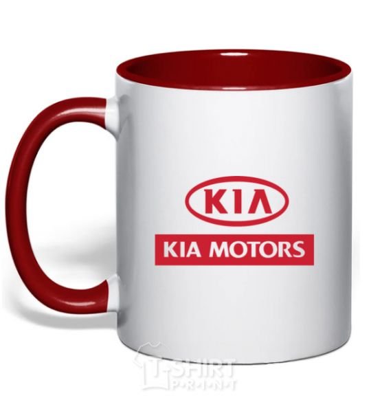 Mug with a colored handle Kia Motors red фото