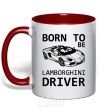 Mug with a colored handle Born to be Lamborghini driver red фото