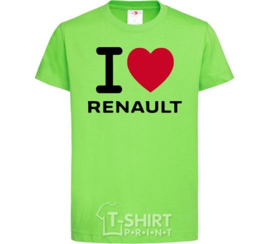 Детская футболка I Love Renault Лаймовый фото