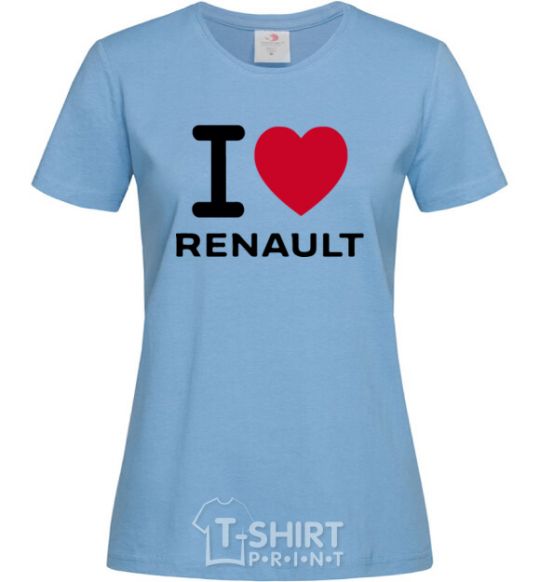 Women's T-shirt I Love Renault sky-blue фото