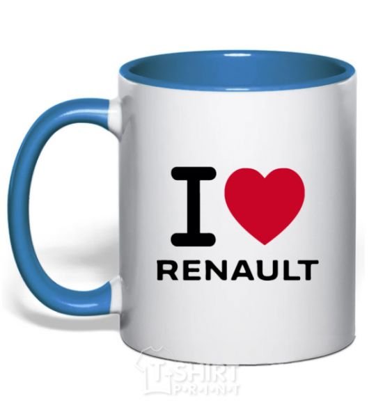 Чашка с цветной ручкой I Love Renault Ярко-синий фото