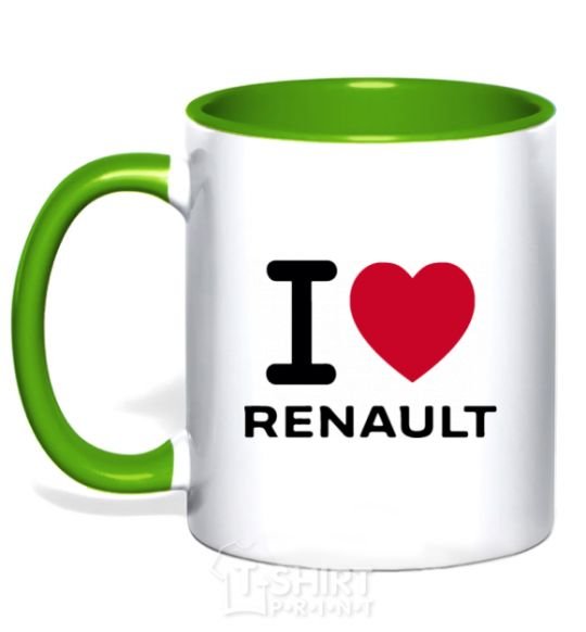 Чашка с цветной ручкой I Love Renault Зеленый фото