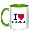 Чашка с цветной ручкой I Love Renault Зеленый фото