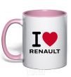 Чашка с цветной ручкой I Love Renault Нежно розовый фото