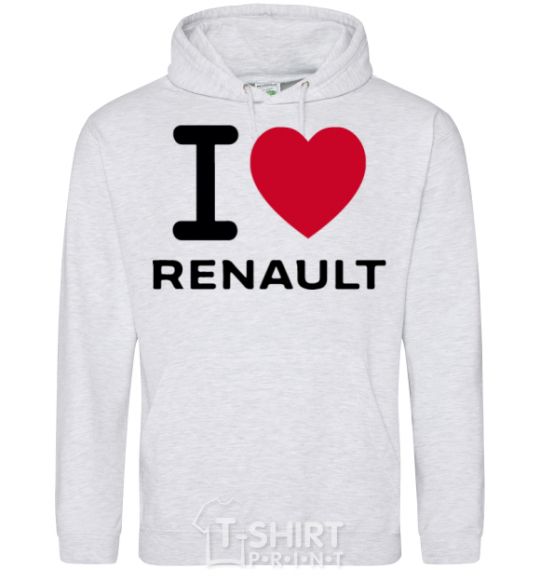 Мужская толстовка (худи) I Love Renault Серый меланж фото