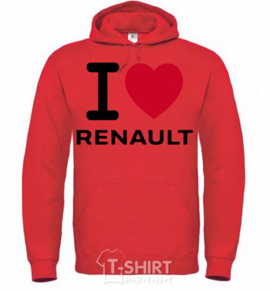 Мужская толстовка (худи) I Love Renault Ярко-красный фото