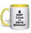 Mug with a colored handle Drive Renault yellow фото