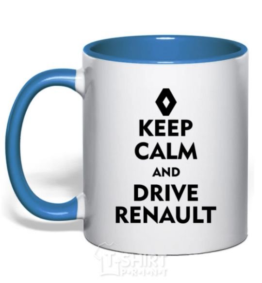 Mug with a colored handle Drive Renault royal-blue фото