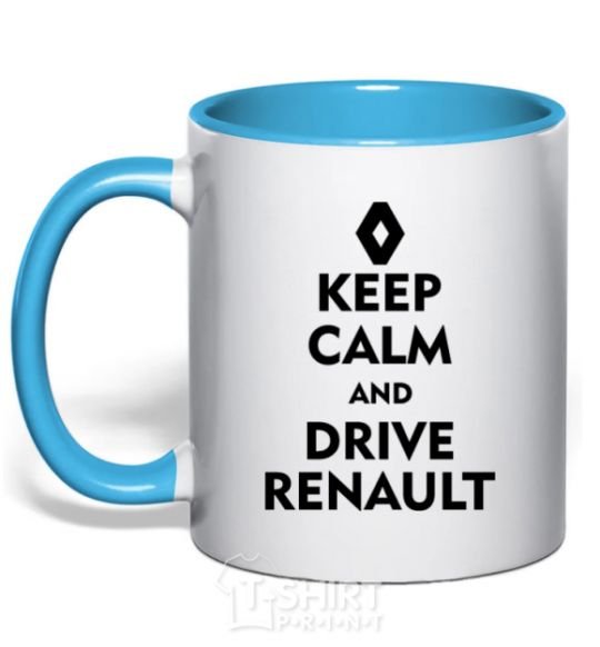 Mug with a colored handle Drive Renault sky-blue фото