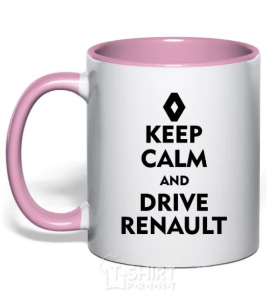 Mug with a colored handle Drive Renault light-pink фото