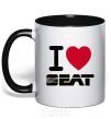 Mug with a colored handle I Love Seat black фото