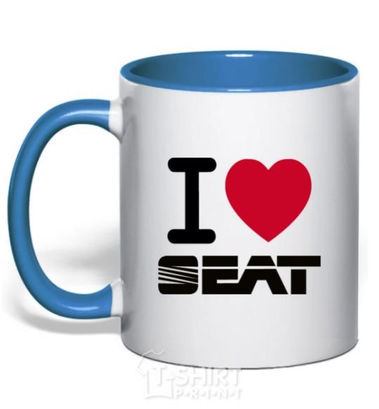 Mug with a colored handle I Love Seat royal-blue фото