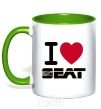 Mug with a colored handle I Love Seat kelly-green фото