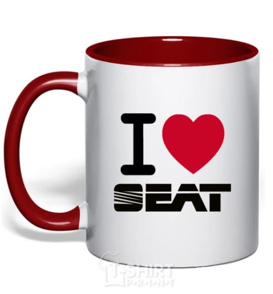 Mug with a colored handle I Love Seat red фото