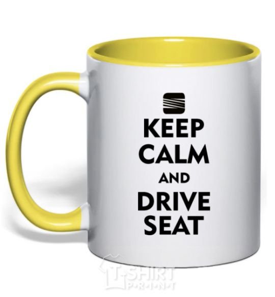 Mug with a colored handle Drive Seat yellow фото