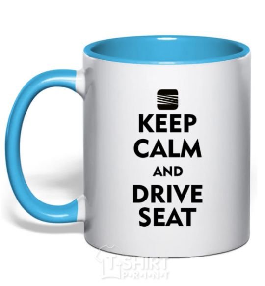 Mug with a colored handle Drive Seat sky-blue фото