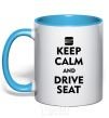 Mug with a colored handle Drive Seat sky-blue фото