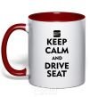 Mug with a colored handle Drive Seat red фото