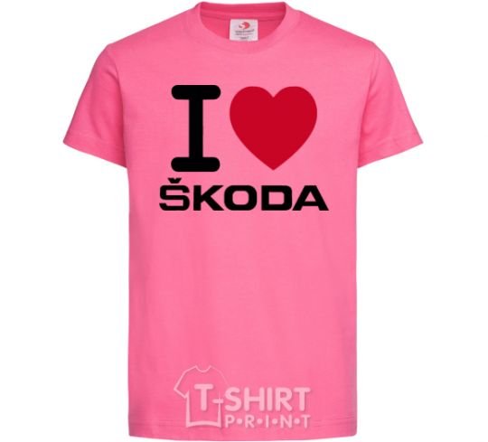 Kids T-shirt I Love Skoda heliconia фото