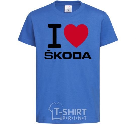 Kids T-shirt I Love Skoda royal-blue фото