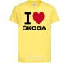 Kids T-shirt I Love Skoda cornsilk фото