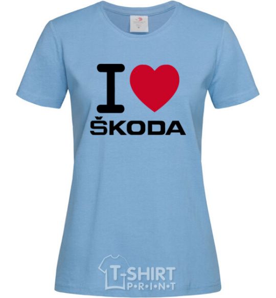 Women's T-shirt I Love Skoda sky-blue фото