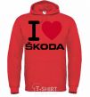 Men`s hoodie I Love Skoda bright-red фото