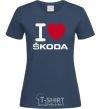 Women's T-shirt I Love Skoda navy-blue фото