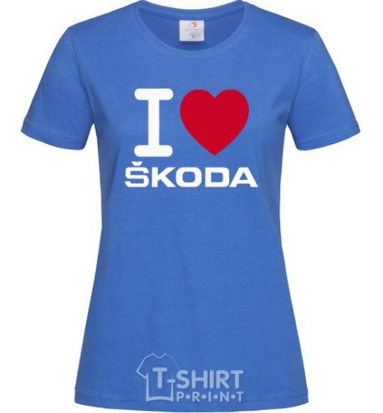 Women's T-shirt I Love Skoda royal-blue фото