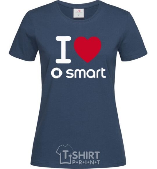 Women's T-shirt I Love Smart navy-blue фото