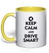 Mug with a colored handle Drive Smart yellow фото