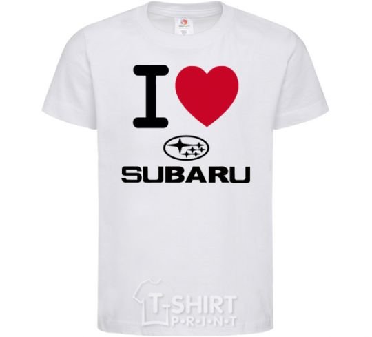 Детская футболка I Love Subaru Белый фото