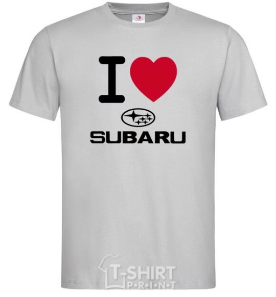 Мужская футболка I Love Subaru Серый фото