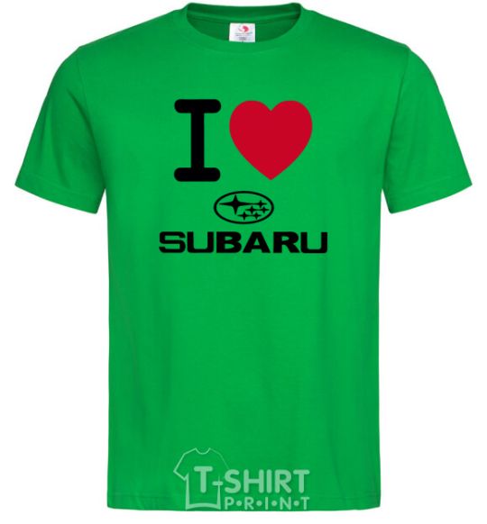 Мужская футболка I Love Subaru Зеленый фото