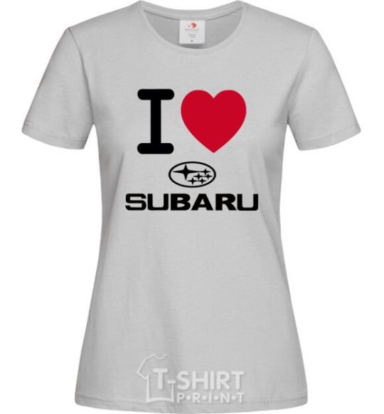 Women's T-shirt I Love Subaru grey фото