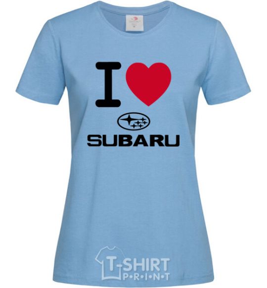 Women's T-shirt I Love Subaru sky-blue фото