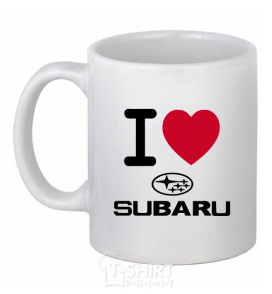 Чашка керамическая I Love Subaru Белый фото