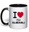 Mug with a colored handle I Love Subaru black фото